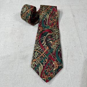 BSL Celtic Tie Collection Ireland Polyester Green Red Bird Floral 55x3.5